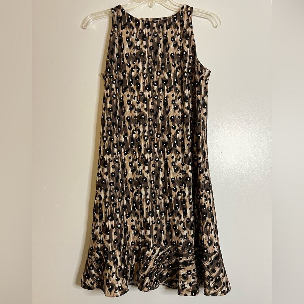 Sara Campbell Tan Brown Black Animal Print Sleeveless Knit Dress